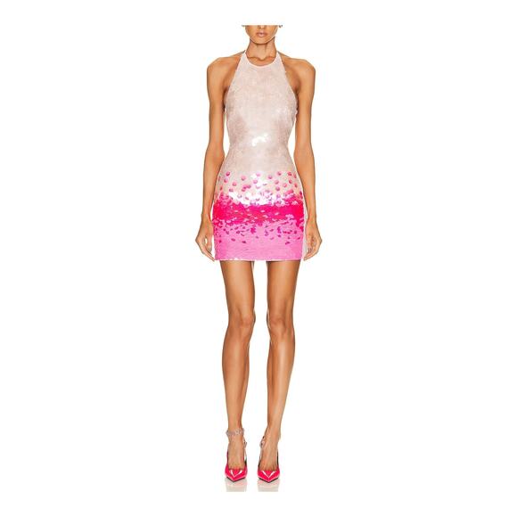 David Koma Dresses & Skirts - David Koma 'Gradient' Pink Acetate Embroidered Mini Dress Size 2